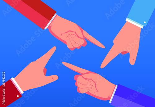 Four fingers blaming each other