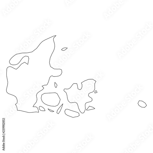 Denmark - solid black outline border map of country area. Simple flat vector illustration.
