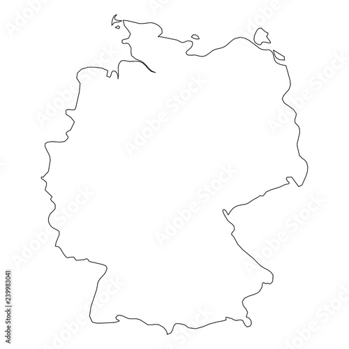 Germany - solid black outline border map of country area. Simple flat vector illustration.