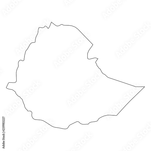 Ethiopia - solid black outline border map of country area. Simple flat vector illustration.