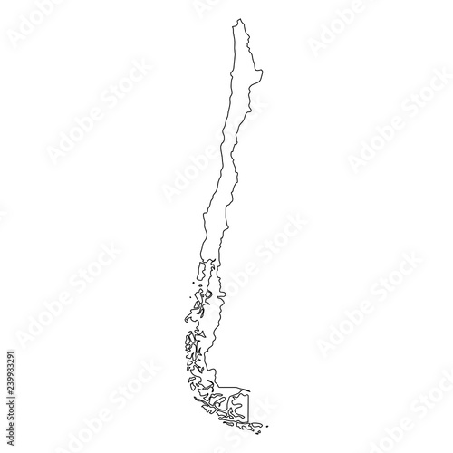 Chile - solid black outline border map of country area. Simple flat vector illustration.