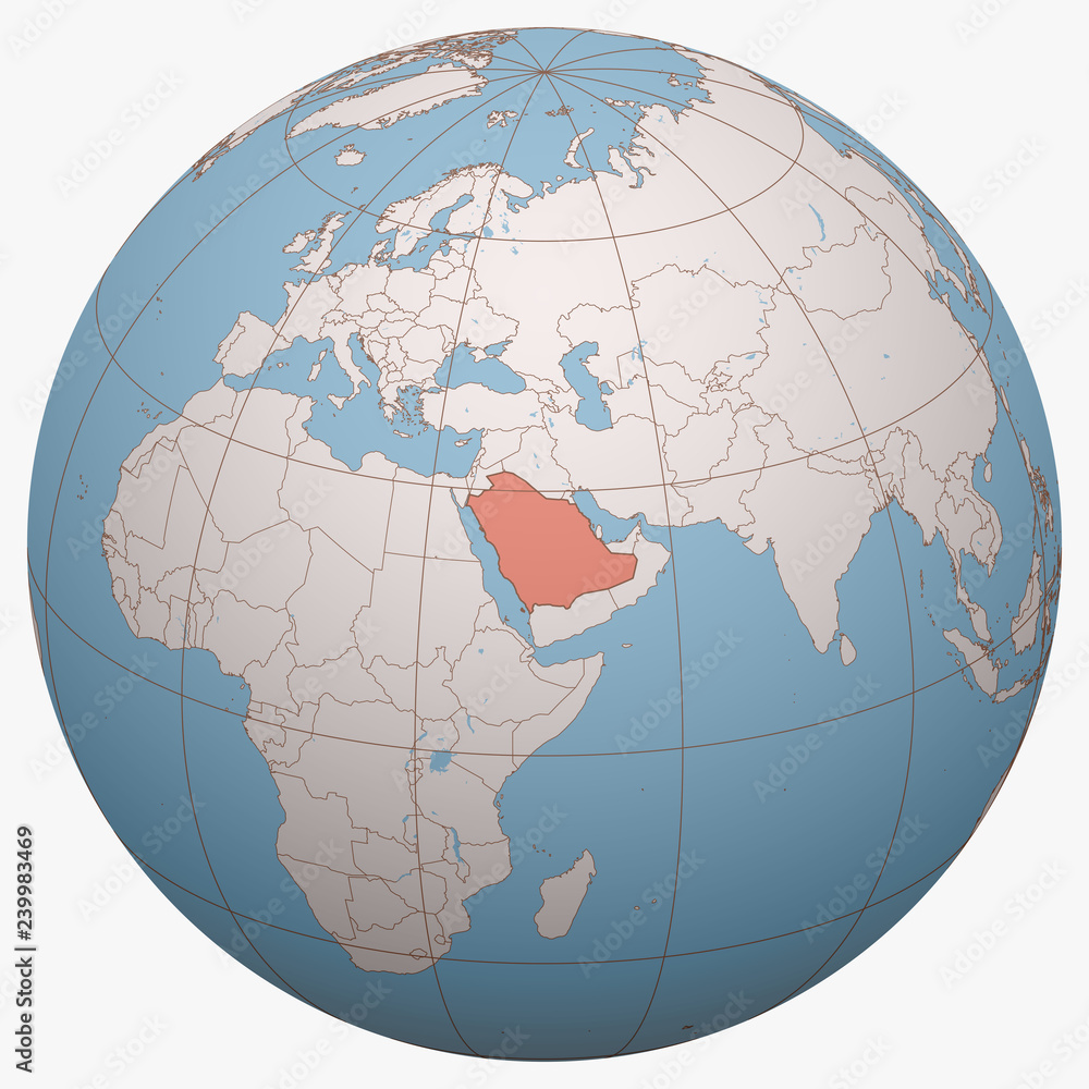 Saudi Arabia On The Globe Earth Hemisphere Centered At The Location Of 1000 F 239983469 X0M3RnutYSzGQknnPiOLbvNeqLPlhDqU