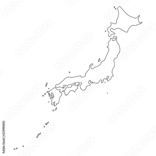 Japan - solid black outline border map of country area. Simple flat vector illustration.