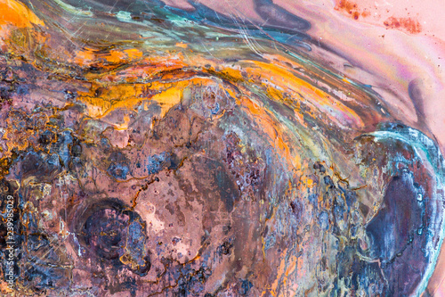 Surreal corrosion pattern. Copper and iron