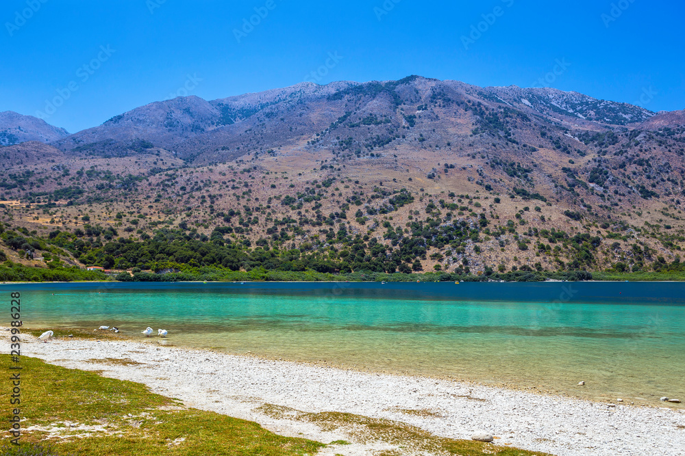 Lake Kournas at Crete island in Greece