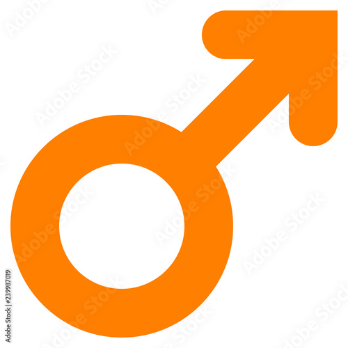 Male symbol icon - orange thick rounded, isolated - vector