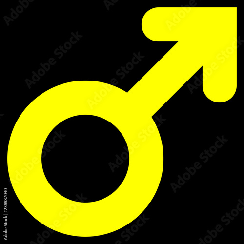 Male symbol icon - yellow thick rounded, isolated - vector
