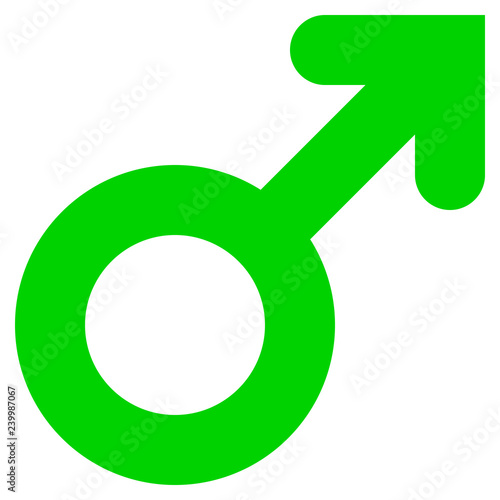 Male symbol icon - green thick rounded, isolated - vector