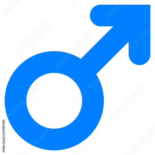 Male symbol icon - blue thick rounded, isolated - vector