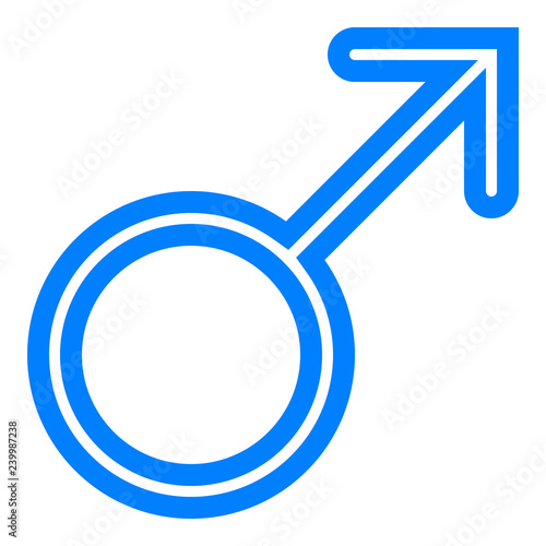 Male symbol icon - blue thin rounded outlined, isolated - vector