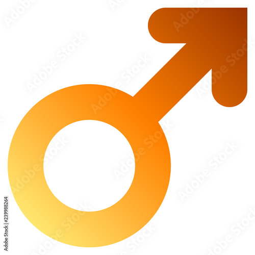 Male symbol icon - orange thick rounded gradient, isolated - vector
