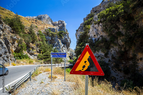 Road through Kotsifou Canyon in mountains of Crete. Greece photo