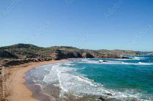Landscape photography of one of the beaches of Menorca from a ravine. © miriam artgraphy