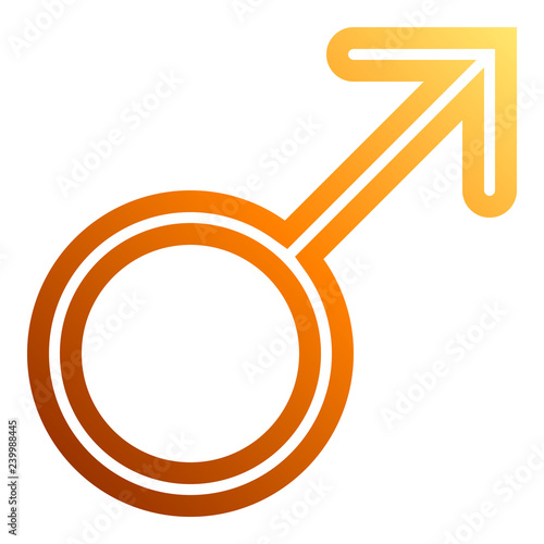Male symbol icon - orange thin rounded outlined gradient, isolated - vector
