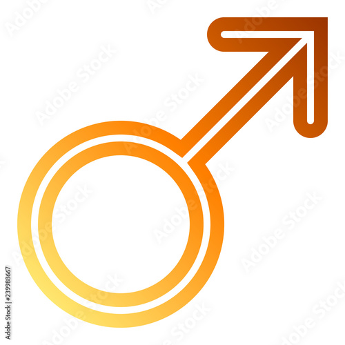 Male symbol icon - orange thin rounded outlined gradient, isolated - vector