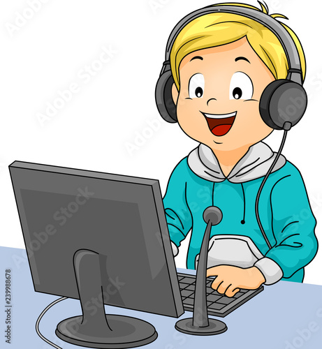 Kid Boy Computer Podcast Il...