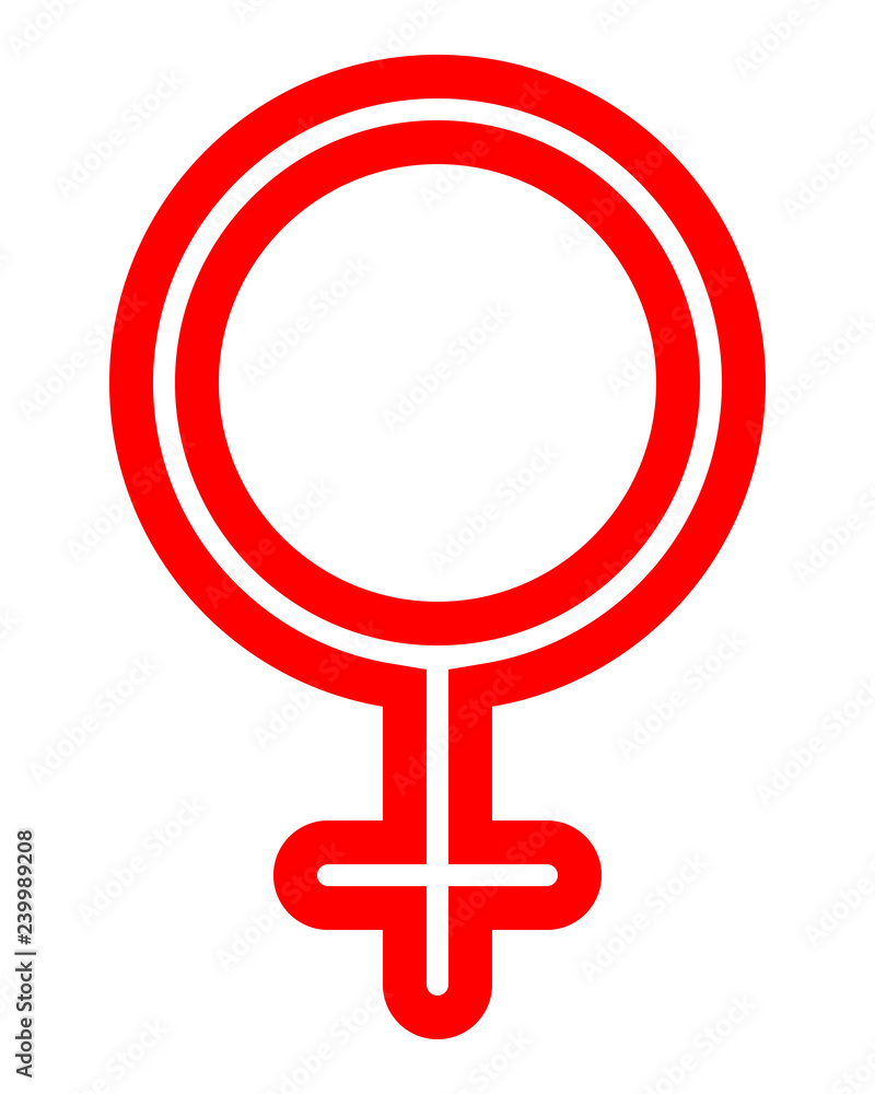 Female symbol icon - red thin outlined rounded, isolated - vector Female symbol icon - red thin outlined rounded, isolated - vector
