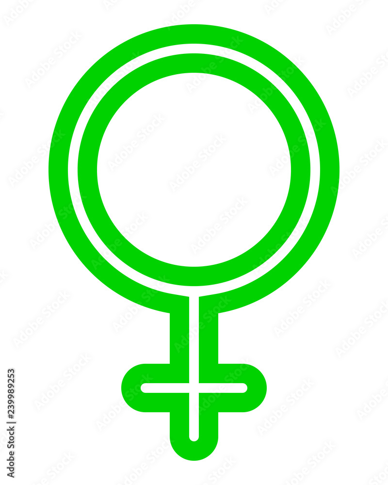 Female symbol icon - green thin outlined rounded, isolated - vector Female symbol icon - green thin outlined rounded, isolated - vector