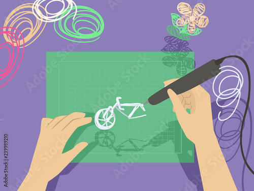 Hands 3D Drawing Illustration