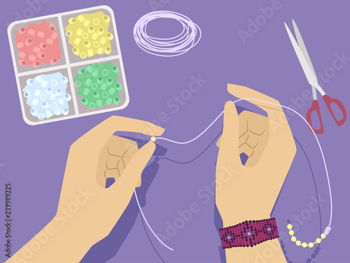 Hands Beads Crafts Illustration