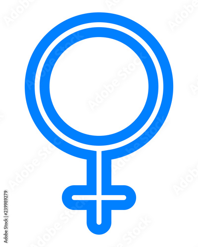 Female symbol icon - blue thin outlined rounded, isolated - vector