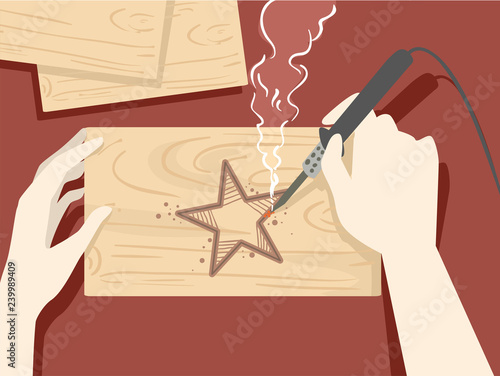 Hands Wood Burning Illustration