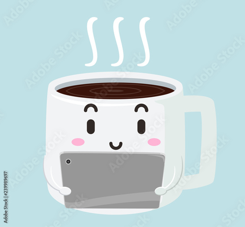 Mascot Coffee Tablet Illust...