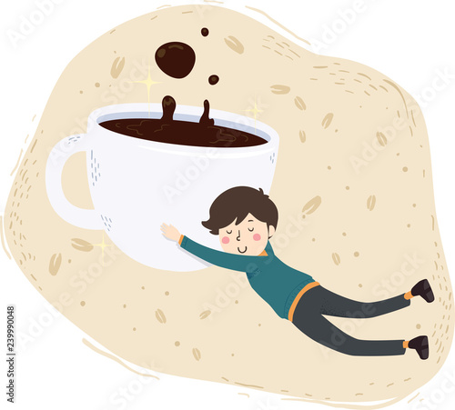 Man Hug Coffee Illustration