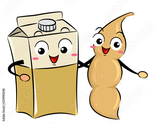Mascot Soy Milk Box Illustr...