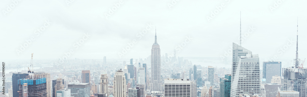 panoramic view of new york city buildings, usa - obrazy, fototapety, plakaty 