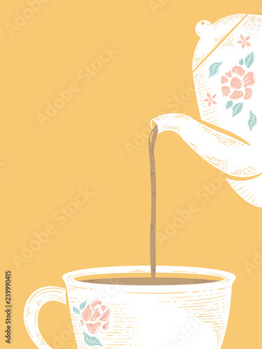 Tea Cup Pot Pour Illustration
