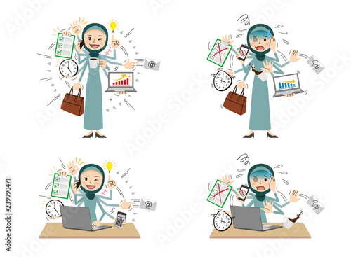 Arab woman with multi tasking and multi skill