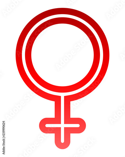 Female symbol icon - red thin rounded outlined gradient, isolated - vector