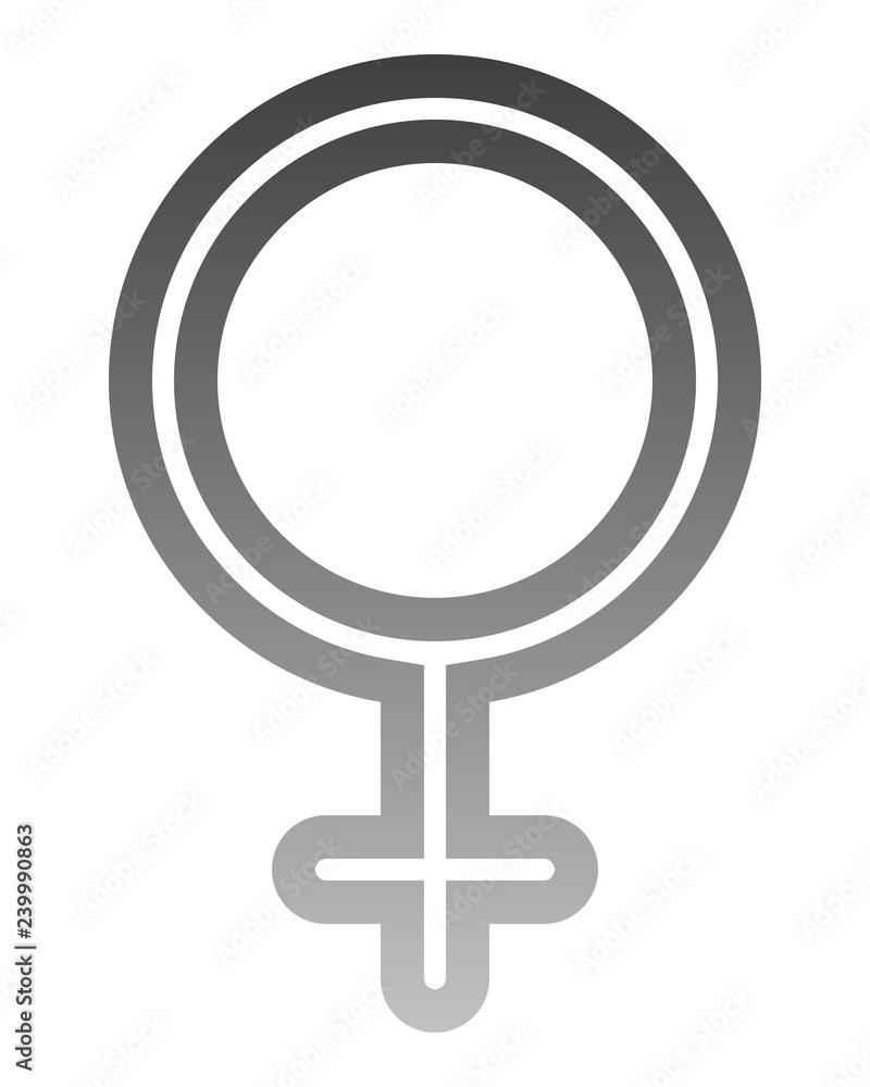 Female symbol icon - medium gray thin rounded outlined gradient, isolated - vector Female symbol icon - medium gray thin rounded outlined gradient, isolated - vector