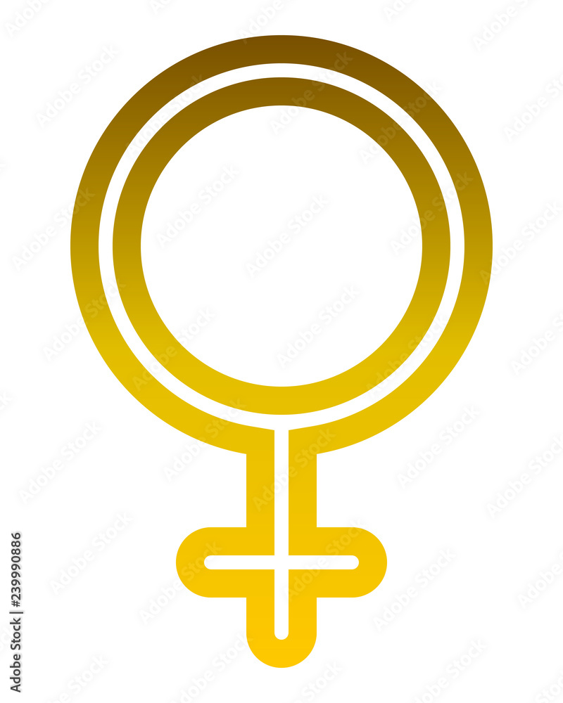 Female symbol icon - golden thin rounded outlined gradient, isolated - vector Female symbol icon - golden thin rounded outlined gradient, isolated - vector