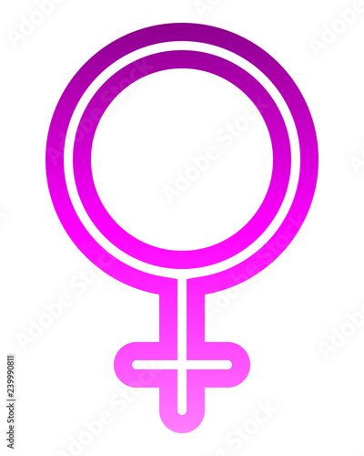Female symbol icon - purple thin rounded outlined gradient, isolated - vector