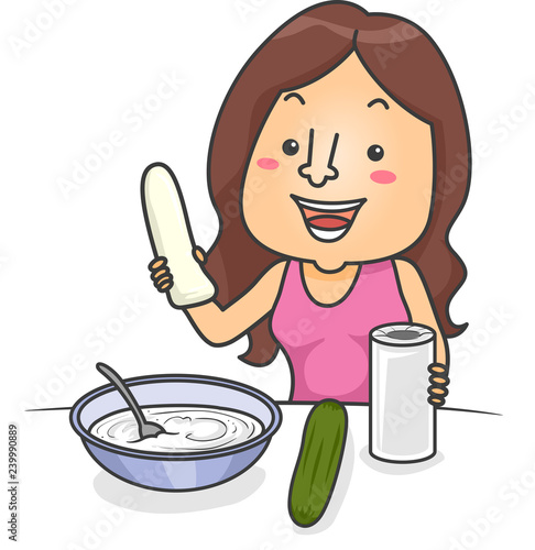 Girl Home Made Dildo Illustration