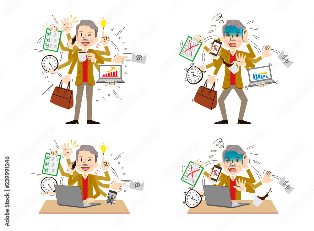 Businessman with multi tasking and multi skill Businessman with multi tasking and multi skill