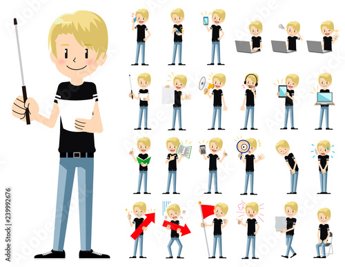 male charactor set. Presenting in various action.