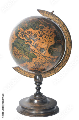 vintage globe on a wooden  stand