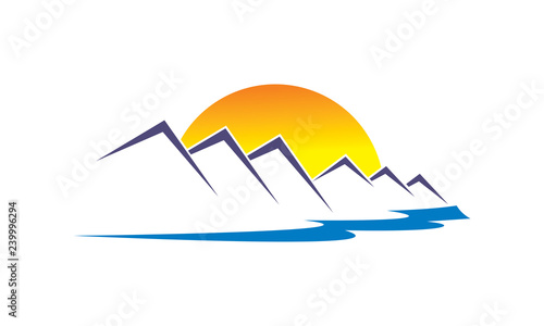 Mountain and sunset logo