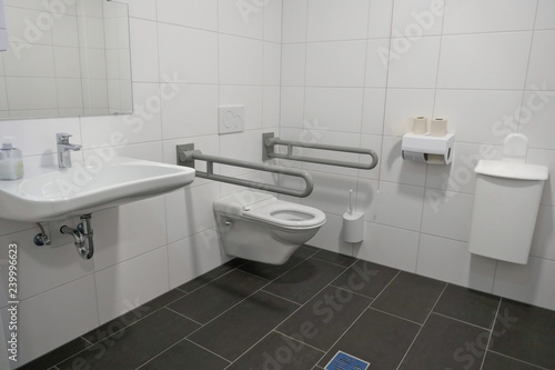 Disabled toilet in a public building in Hamburg, Germany, Europe 