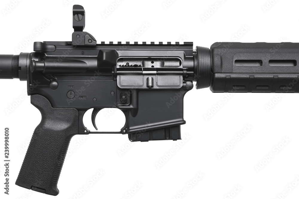 Modern automatic rifle isolated on white Modern automatic rifle isolated on white