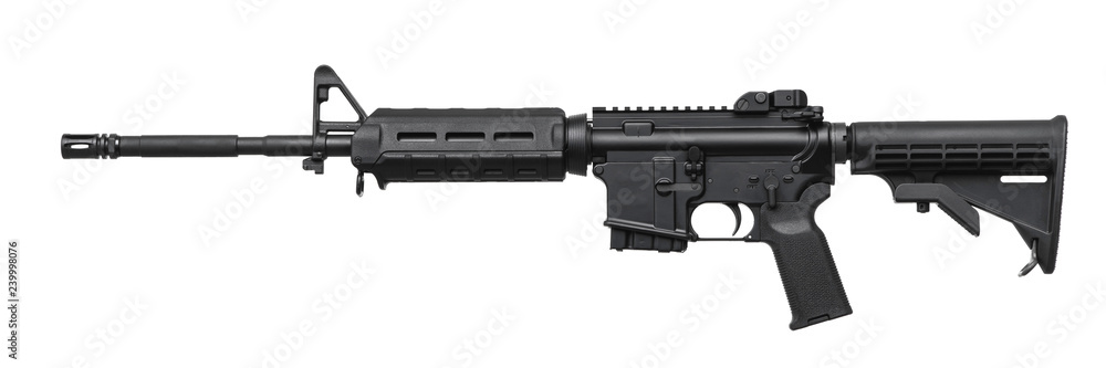 Modern automatic rifle isolated on white Modern automatic rifle isolated on white