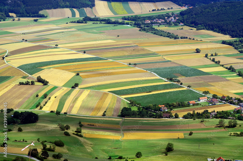 Austria, aerial view with different fields