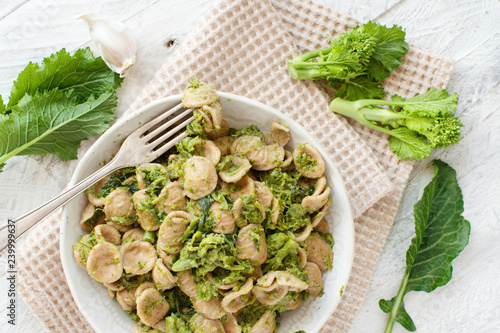 Obraz na plátně Orecchiette with turnip greens