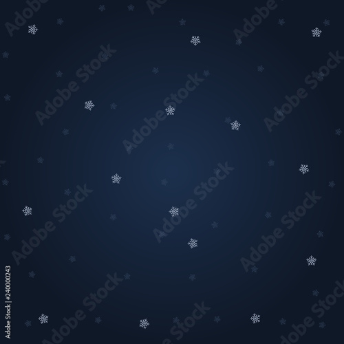 Happy New Year and Merry Christmas. Snowflakes on dark background