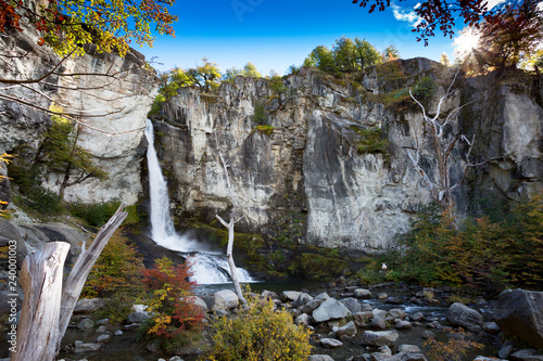 Chorillo del Salto waterfall near El Chalten, Patagonia, Argentina photo