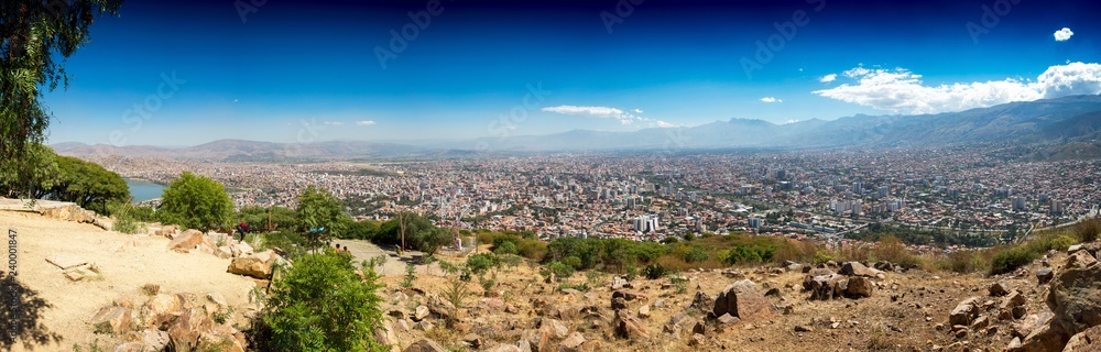 Panoramic city view of Cochabamba Bolivia