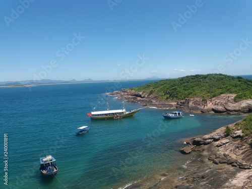 expedition to the archipelago of Three Islands in Guarapari Espírito Santo Brazil on December 16, 2018 with the Indian schooner and other boats present